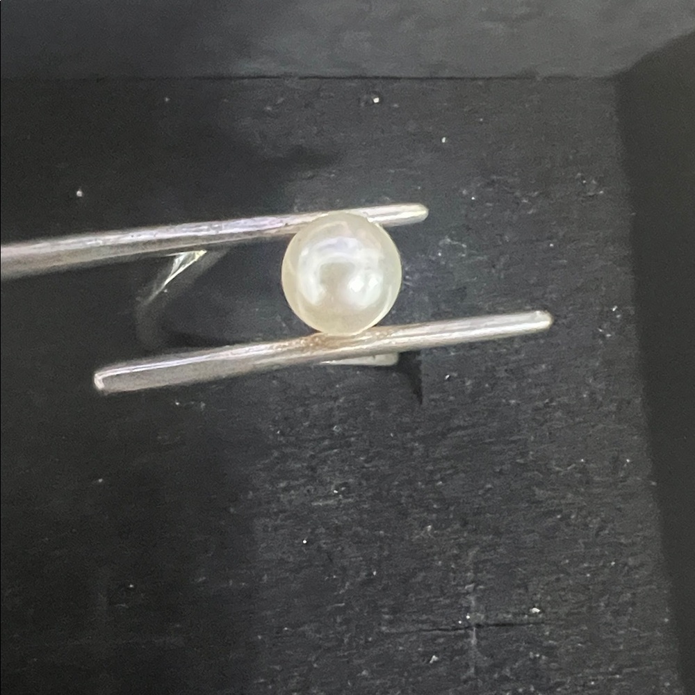 Studio Silver Ring with Pearl Accent